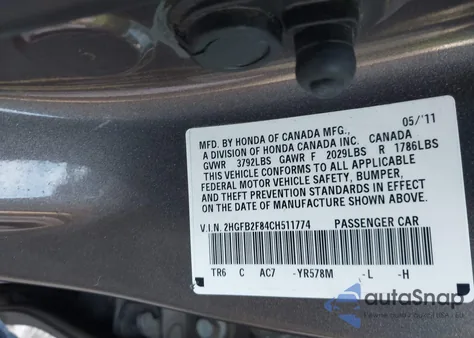 2012 Honda Civic Ex from USA, damaged, VIN 2HGFB2F84CH511774